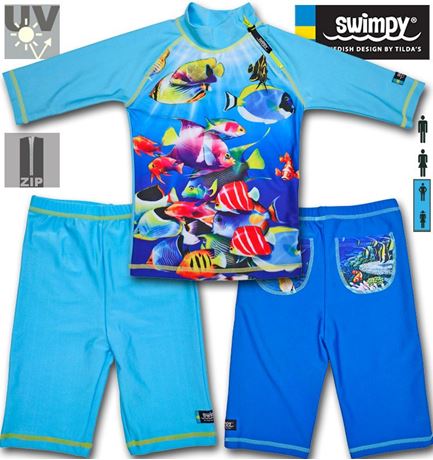 Maglietta da Nuoto con Protezione UV Swimpy Motivo Pesci 